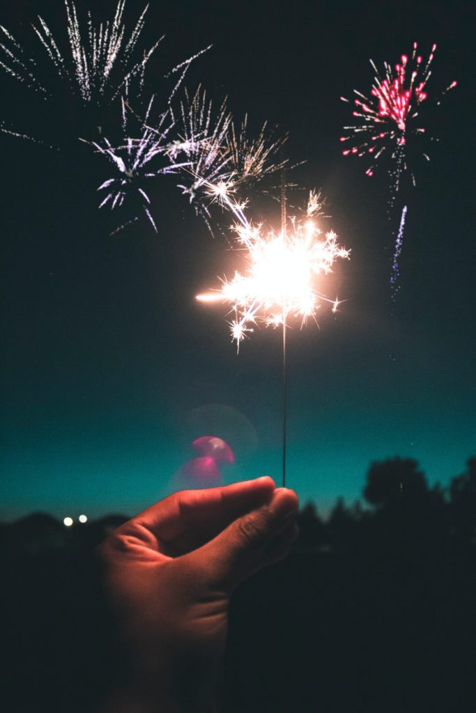 sparkler in hand