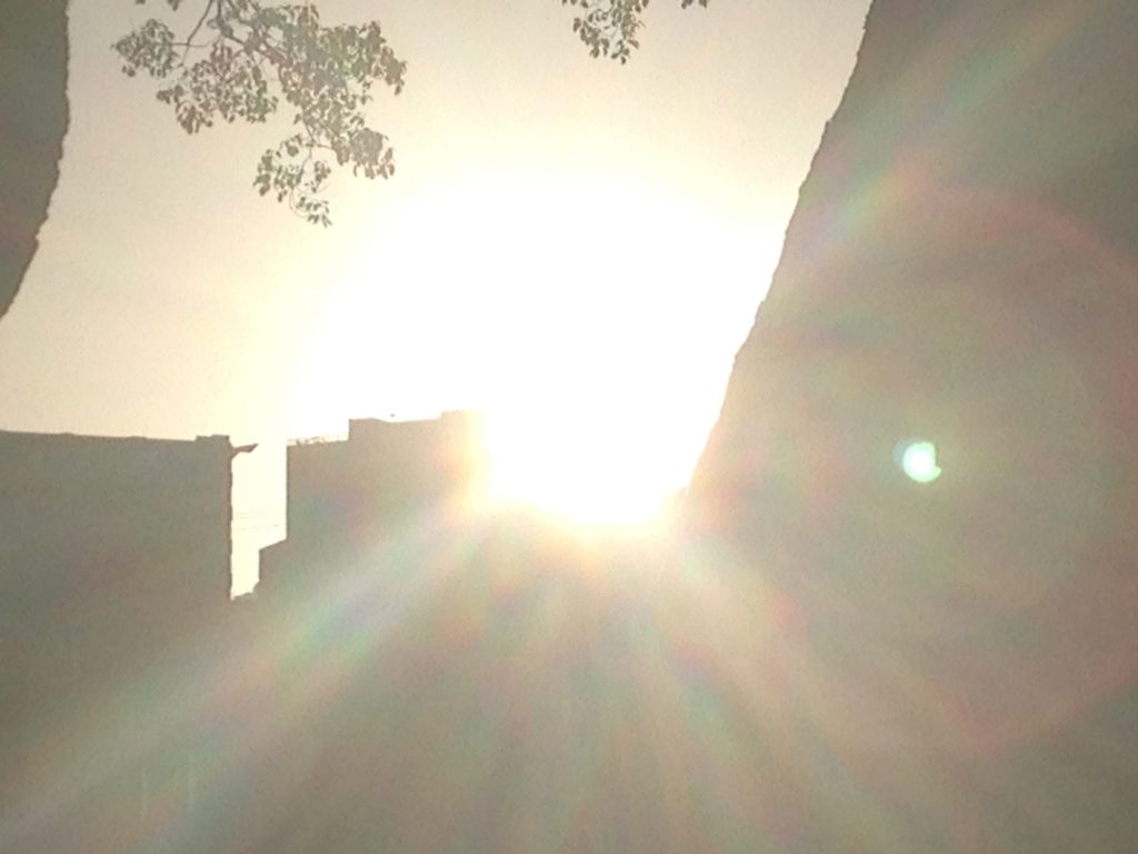 bright sunset w/ lens flare