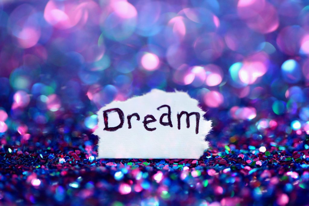 colorful backdrop with the word "dream"