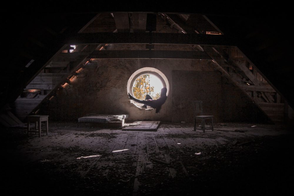 attic with round window