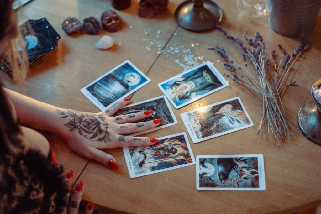 tarot cards spread out