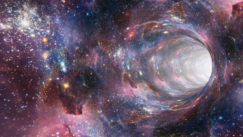glittery wormhole in space
