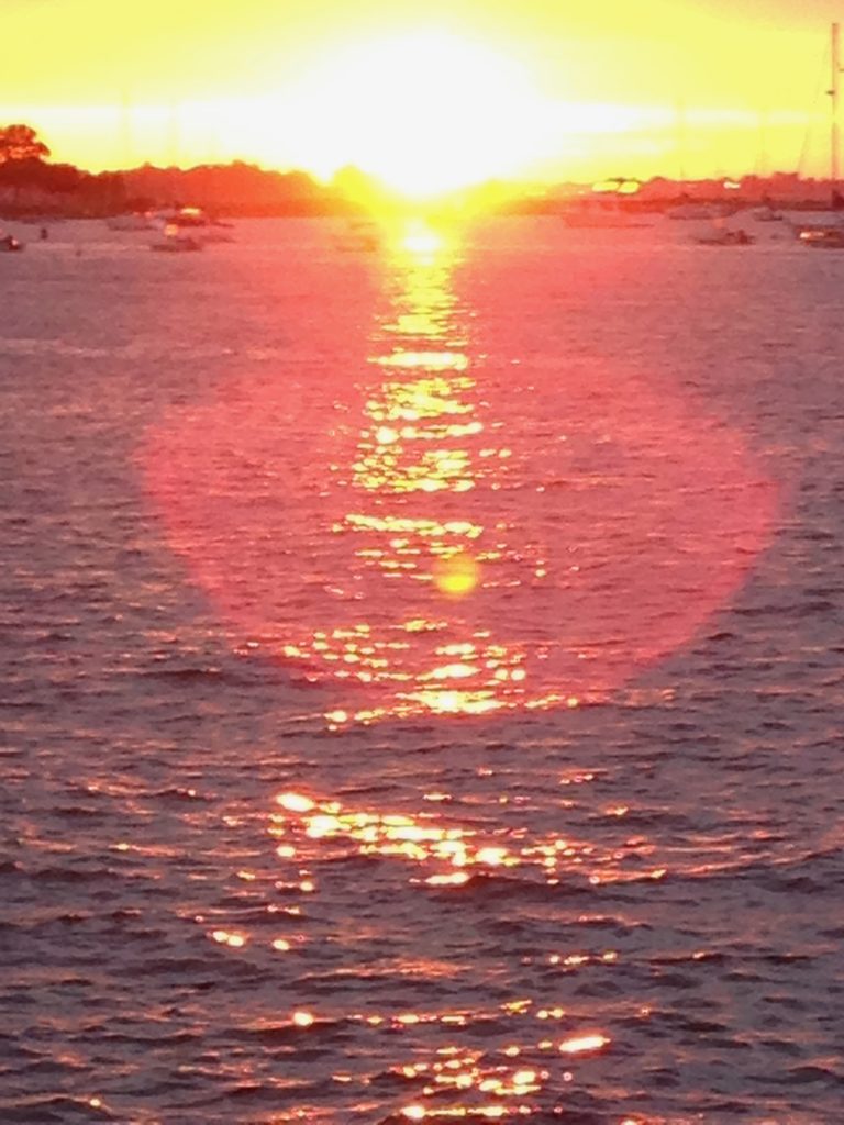 Sunset ripples on water