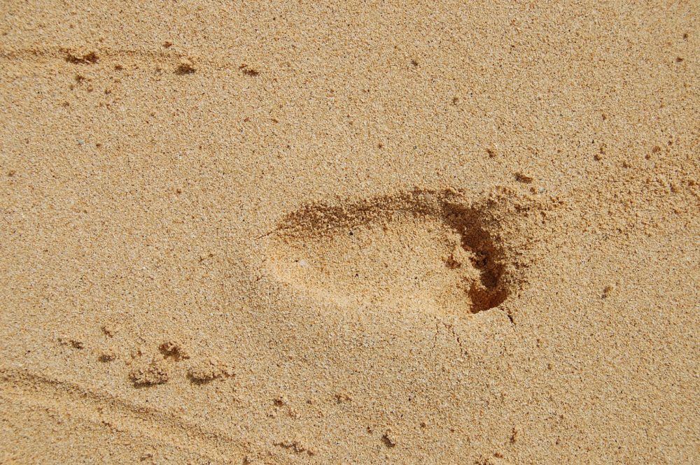 baby footprint in sand
